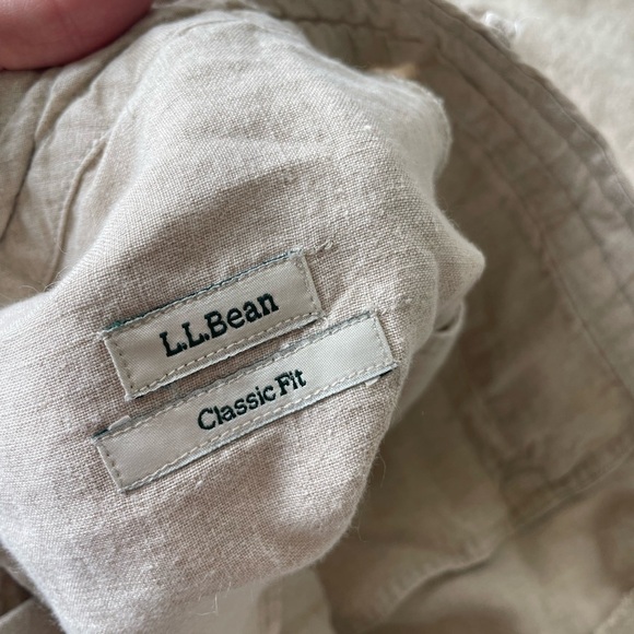 L.L. Bean Classic Fit 100% linen beige elastic tie waist pants | 18 - Picture 9 of 13
